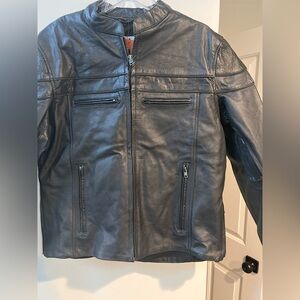 Leather Stand Men’s Motorcycle/Conceal Carry Leather Bomber Jacket Size Small